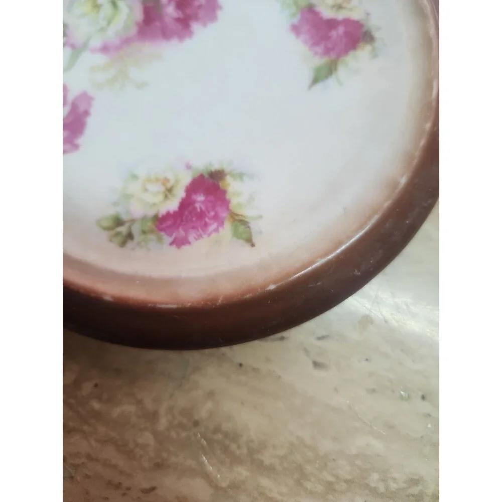 Antique  Floral Porcelain Trivet 6